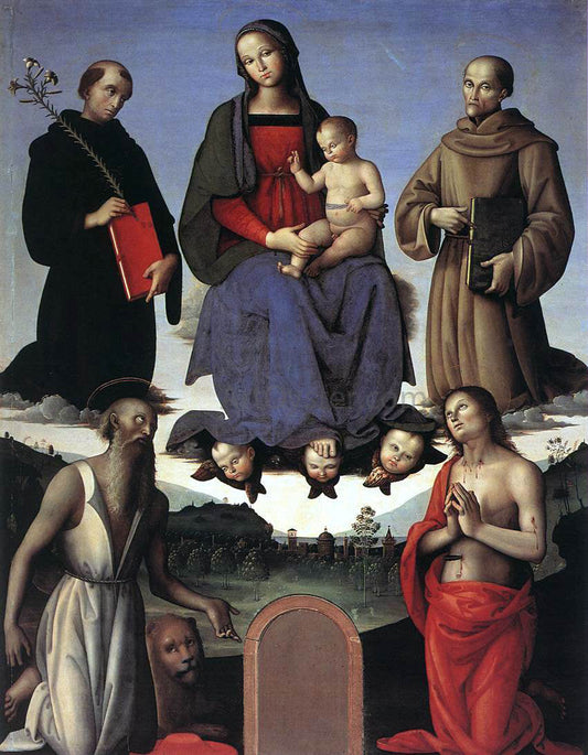  Pietro Perugino Madonna and Child with Four Saints (Tezi Altarpiece) - Canvas Print