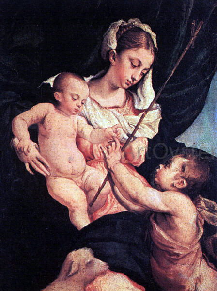  Jacopo Bassano Madonna and Child with Saint John the Baptist - Canvas Print