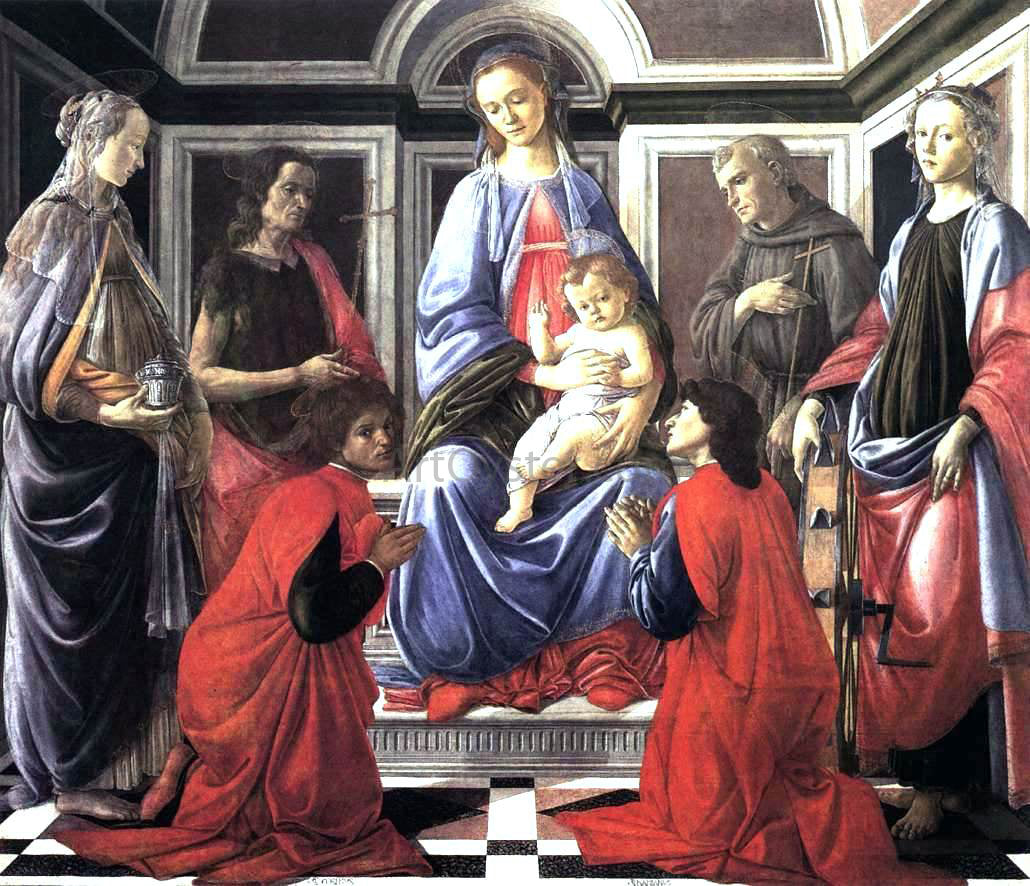  Sandro Botticelli Madonna and Child with Six Saints (Sant'Ambrogio Altarpiece) - Canvas Print
