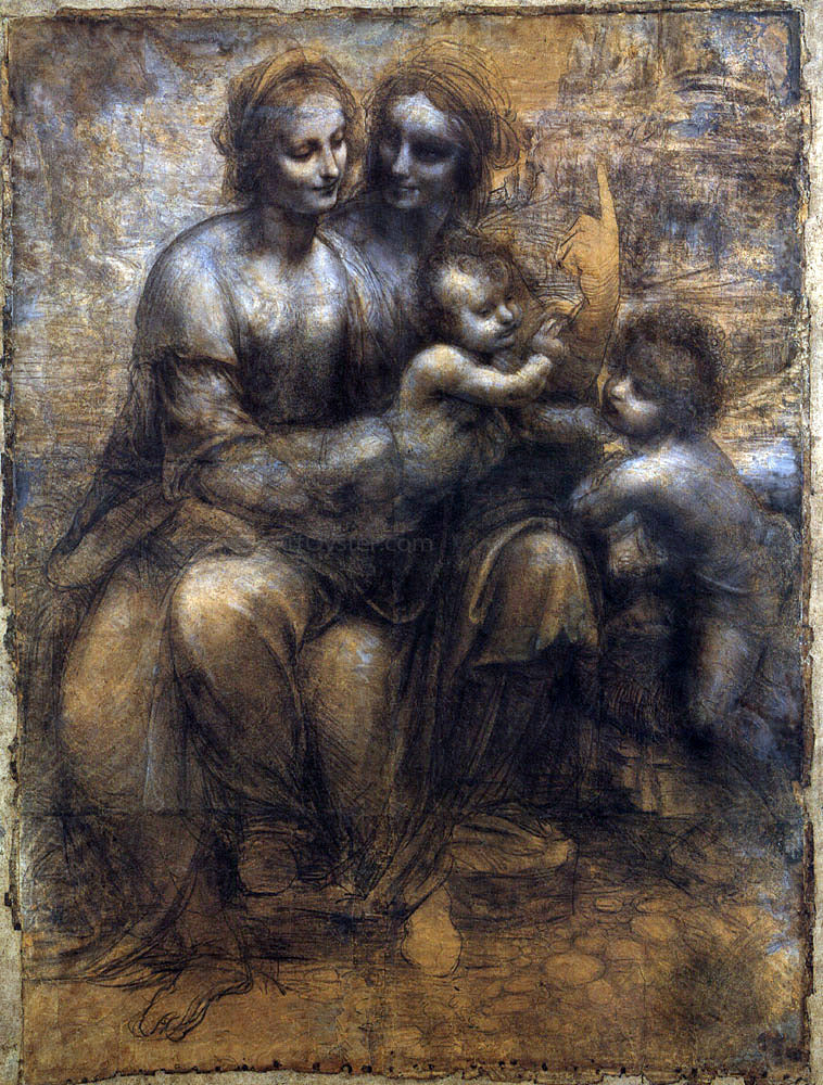  Leonardo Da Vinci Madonna and Child with St Anne and the Young St John - Canvas Print