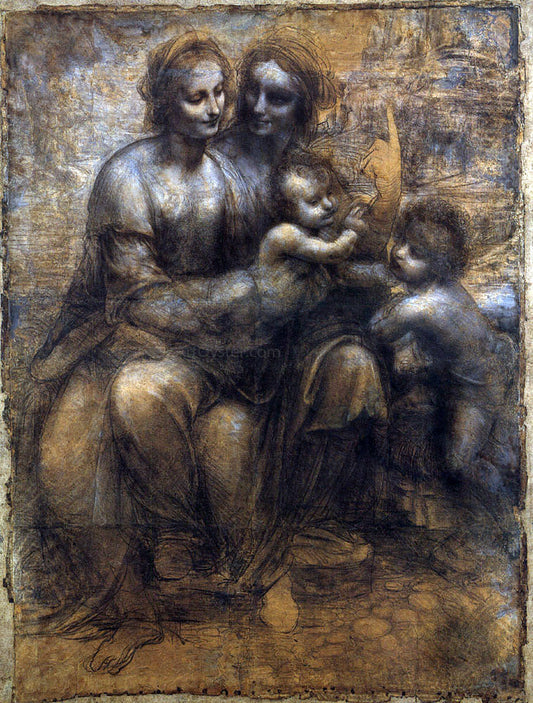  Leonardo Da Vinci Madonna and Child with St Anne and the Young St John - Canvas Print