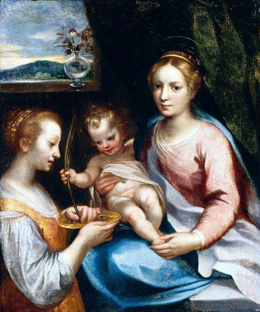 Francesco Vanni Madonna and Child with St Lucy - Canvas Print