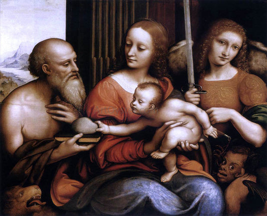  Giampietrino Madonna and Child with Sts Jerome and Michael - Canvas Print