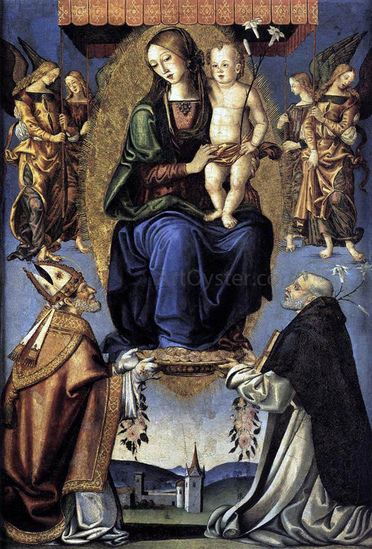  Bernardino Di Mariotto Dello Stagno Madonna and Child with Sts Severino and Dominic - Canvas Print