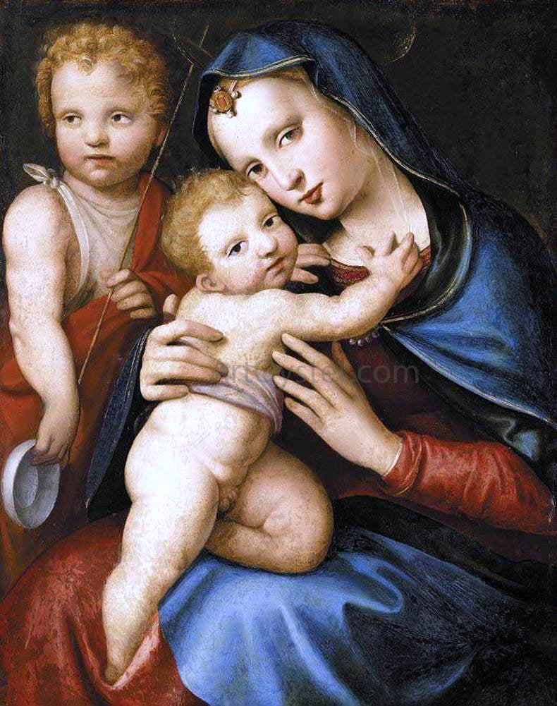  Andrea del Brescianino Madonna and Child with the Infant St John the Baptist - Canvas Print