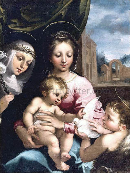  Rutilio Manetti Madonna and Child with the Infant St John the Baptist and St Catherine of Siena - Canvas Print