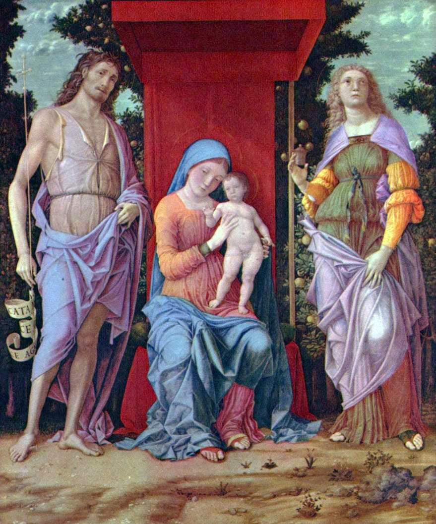  Andrea Mantegna Madonna mit Hl. Maria Magdalena und Hl. Johannes dem Teufer - Canvas Print