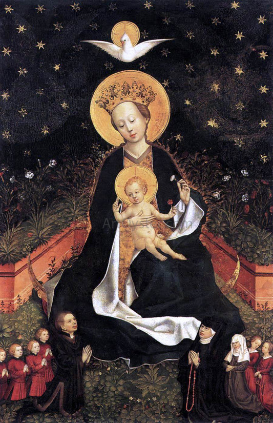  Painters (2) Masters Madonna on a Crescent Moon in Hortus Conclusus - Canvas Print