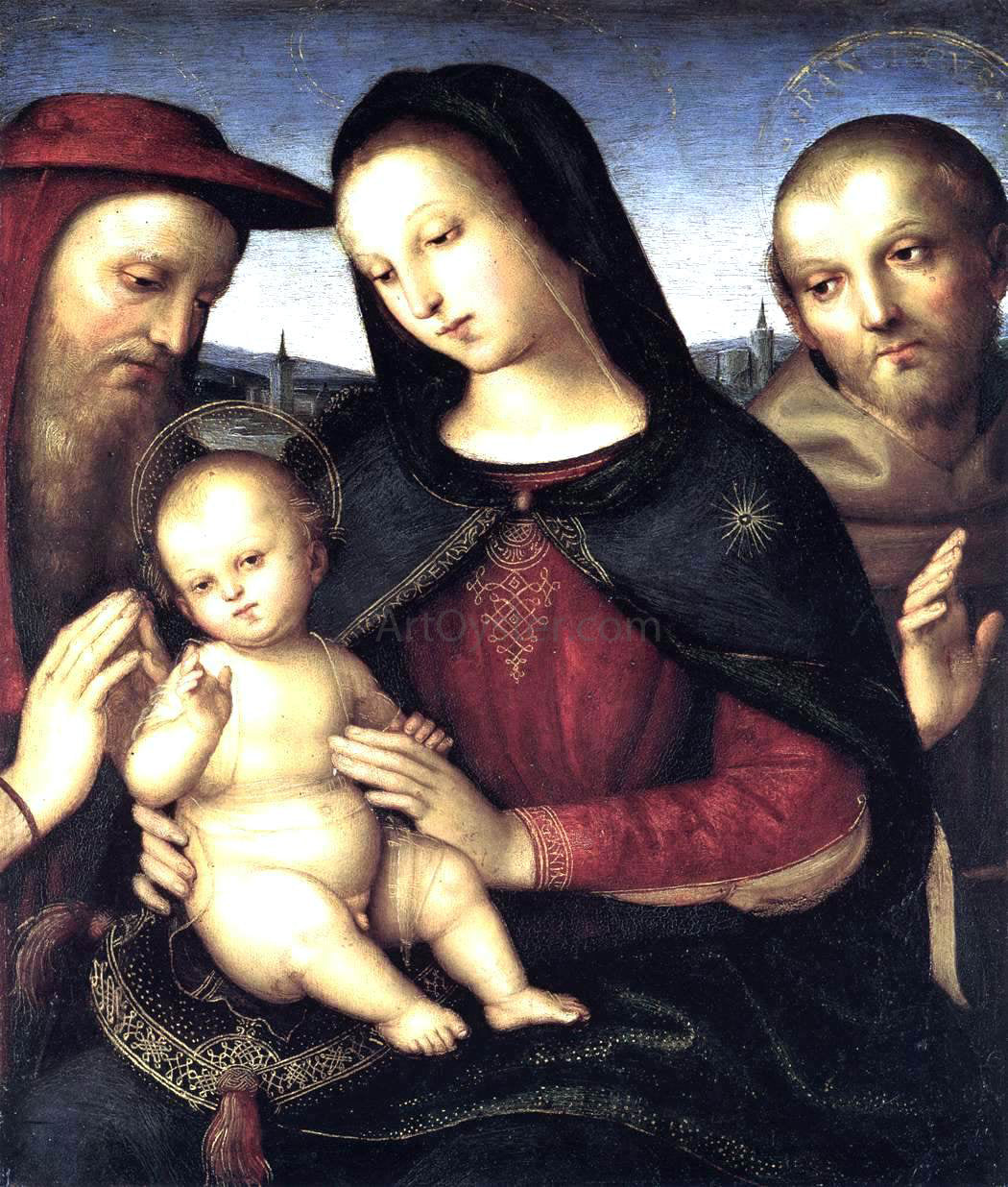  Raphael Madonna with Child and Saints - Canvas Print