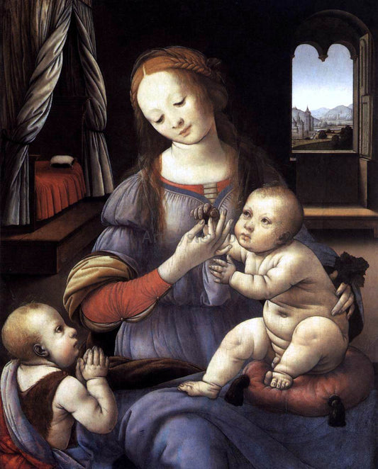  Lorenzo Di Credi Madonna with the Christ Child and St John the Baptist - Canvas Print