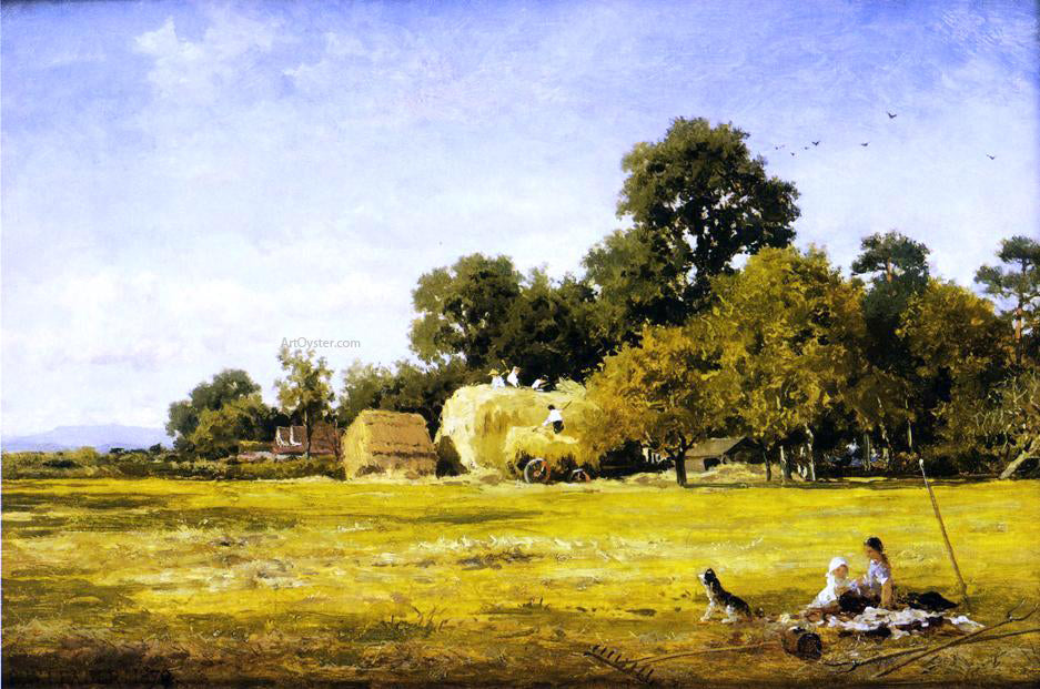  Benjamin Williams Leader Making a Hay Rick, Whittington - Canvas Print