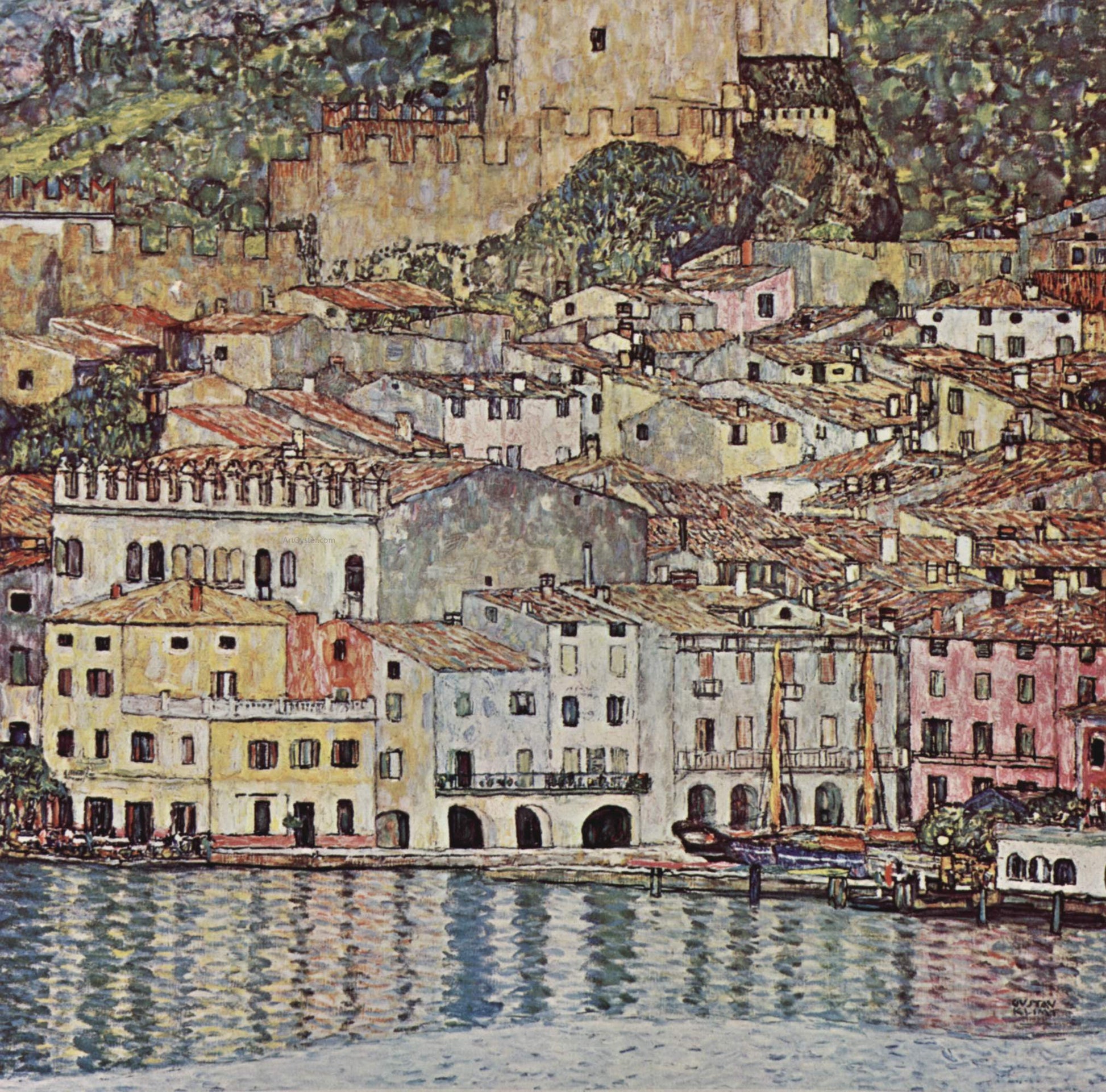  Gustav Klimt A Scene of Malcesine on Lake Garda - Canvas Print