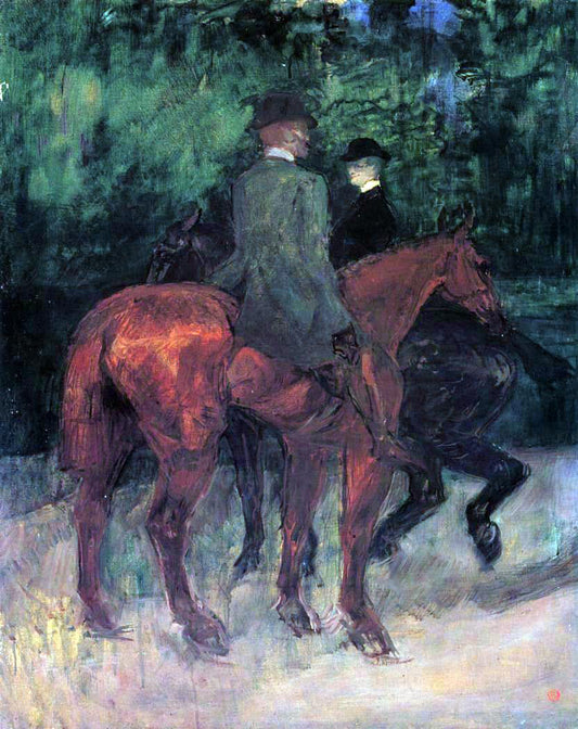  Henri De Toulouse-Lautrec Man and Woman Riding Through the Woods - Canvas Print