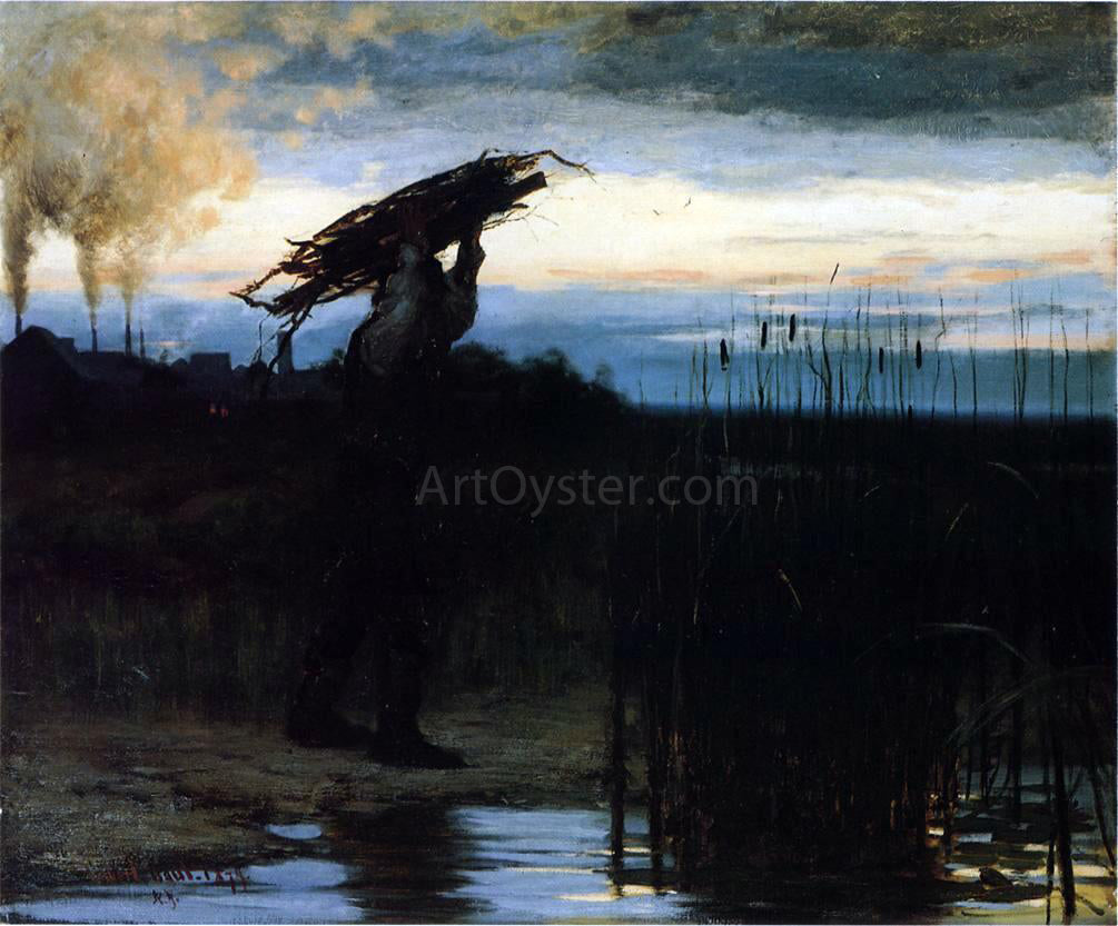  William Gilbert Gaul Man Carrying Sticks at Dusk - Canvas Print