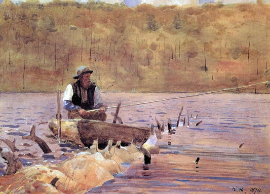  Winslow Homer Man in a Punt, Fishing - Canvas Print