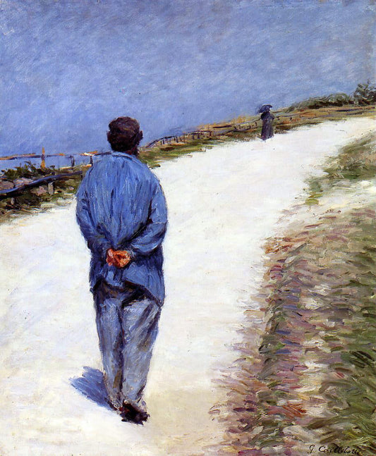 Gustave Caillebotte Man in a Smock (also known as Father Magloire on the Road between Saint-Clair and Etretat) - Canvas Print
