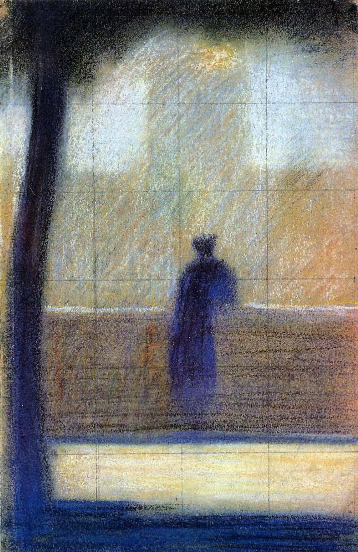  Georges Seurat Man Leaning on a Parapet - Canvas Print