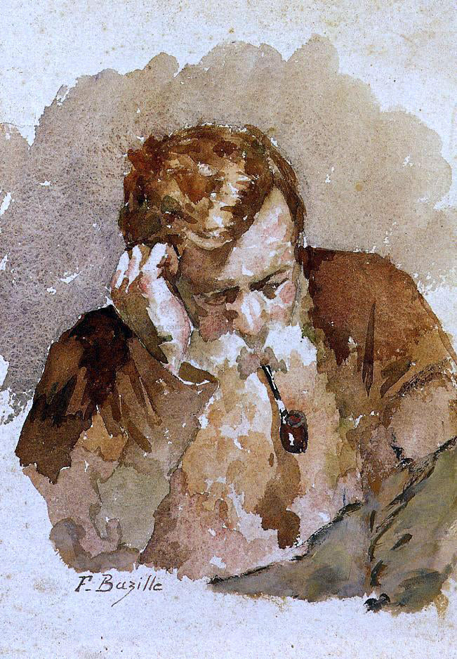 Jean Frederic Bazille Man with a Pipe Canvas Print – Art MegaMart