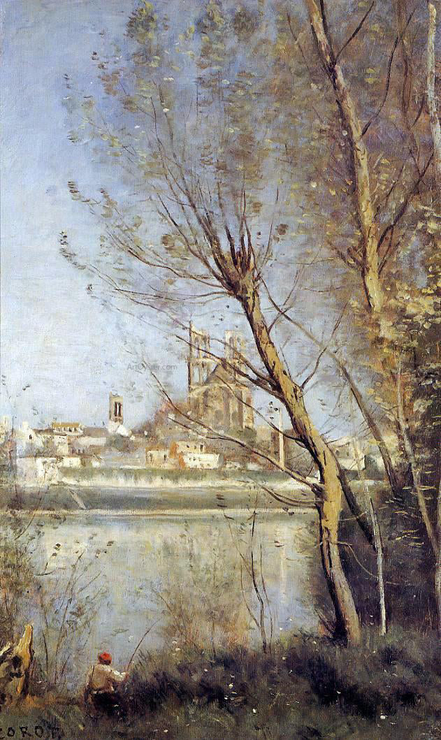 Jean-Baptiste-Camille Corot Mantes - the Cathedral and the City Seen throuth the Trees - Canvas Print