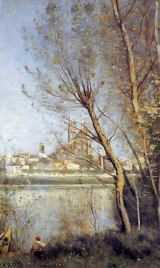  Jean-Baptiste-Camille Corot Mantes - the Cathedral and the City Seen throuth the Trees - Canvas Print