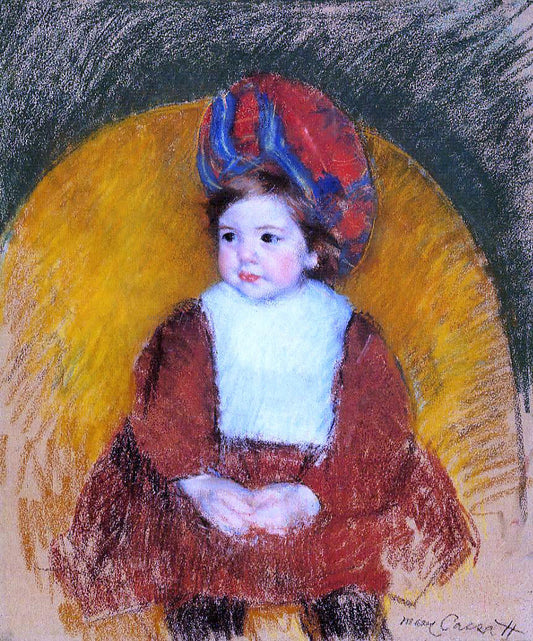  Mary Cassatt Margot in a Dark Red Costume Seated on a Round Backed Chair - Canvas Print