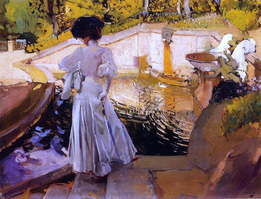  Joaquin Sorolla Y Bastida Maria, Watching the Fish, Granja - Canvas Print