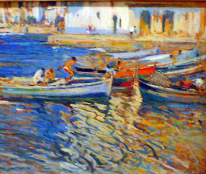  Eliseo Meifren I Roig Marina Con Pescadores - Canvas Print