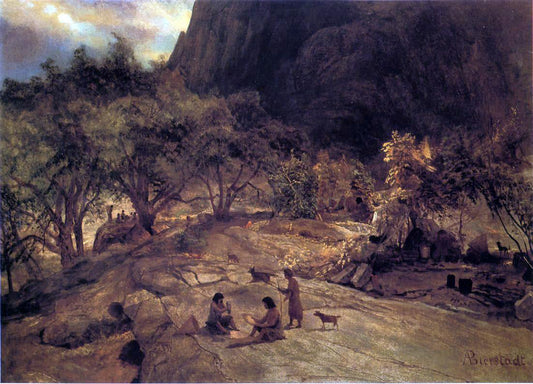 Albert Bierstadt Mariposa Indian Encampment, Yosemite Valley, California - Canvas Print