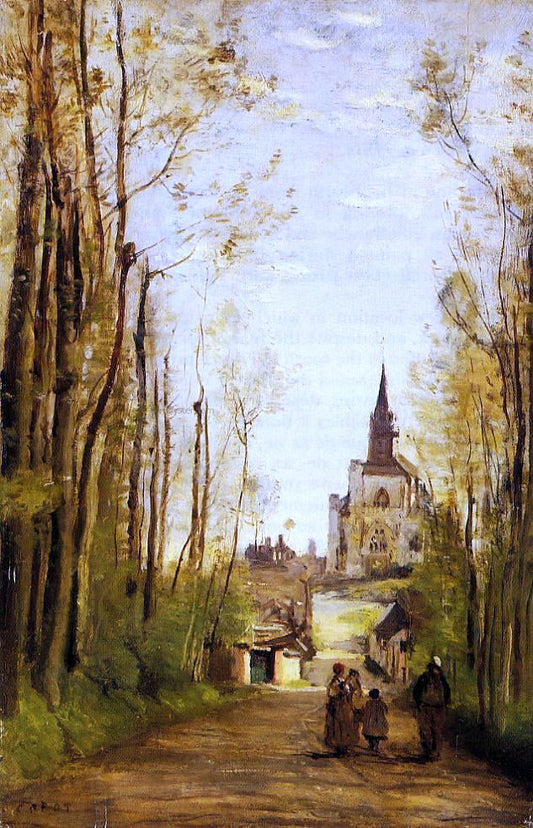  Jean-Baptiste-Camille Corot Marissal, Path to the Front of the Church - Canvas Print