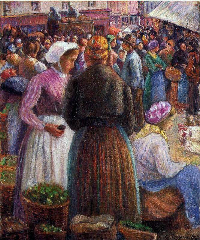  Camille Pissarro Market at Pontoise - Canvas Print