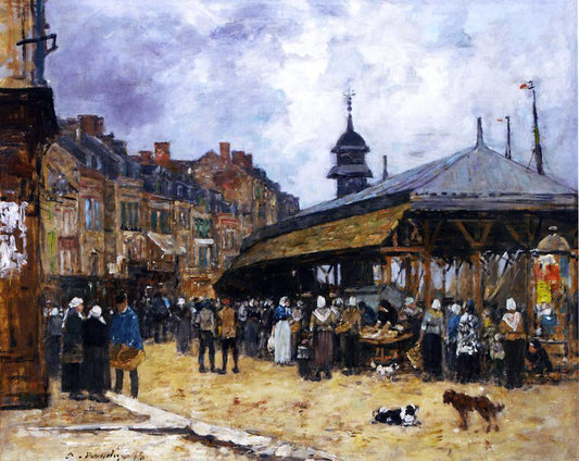  Eugene-Louis Boudin Market at Trouville - Canvas Print