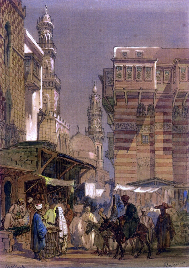  Count Amadeo Preziosi Market Day on the Mu'izz id-Din li-Lah, Old Cairo - Canvas Print