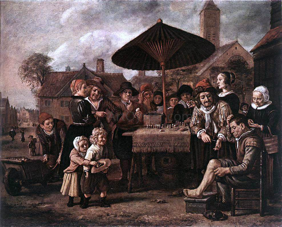 Jan Victors Market Scene with a Quack at his Stall - Canvas Print