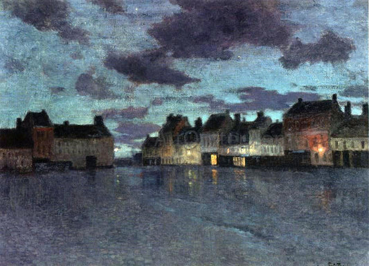  Fritz Thaulow Marketplace in Dieppe, After a Rainstorm - Canvas Print