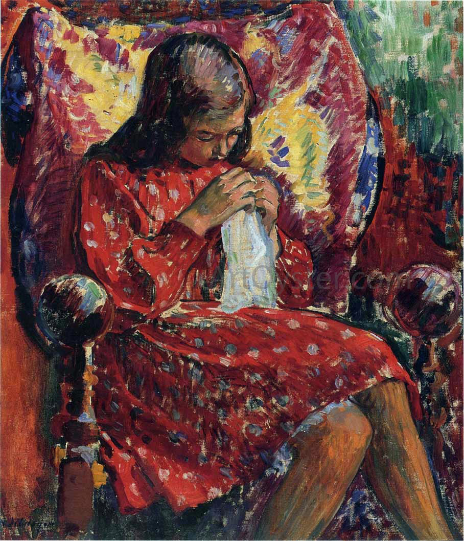  Henri Lebasque Marthe Sewing - Canvas Print