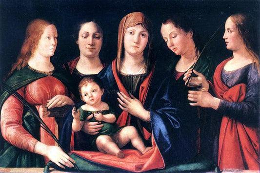 Alvise Vivarini Mary and Child with Sts Mary Magdalene and Catherine - Canvas Print