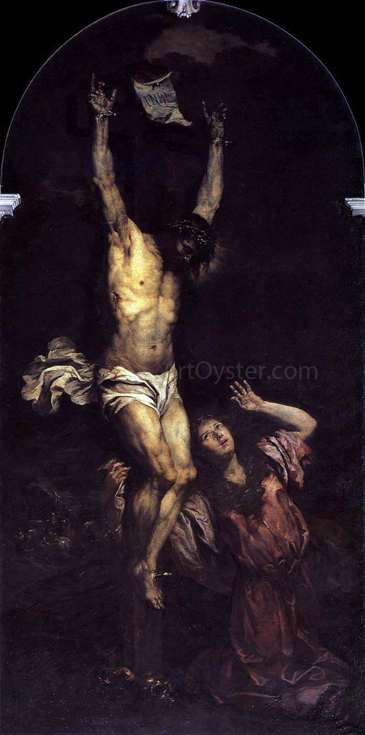  Giovanni Battista Langetti Mary Magdalene at the Foot of the Cross - Canvas Print
