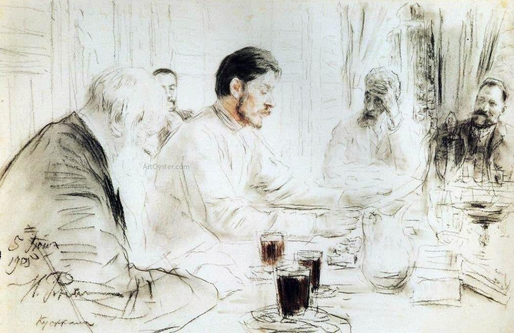  Ilia Efimovich Repin Maxim Gorky Reading in The Penates his Drama Children of the Sun - Canvas Print