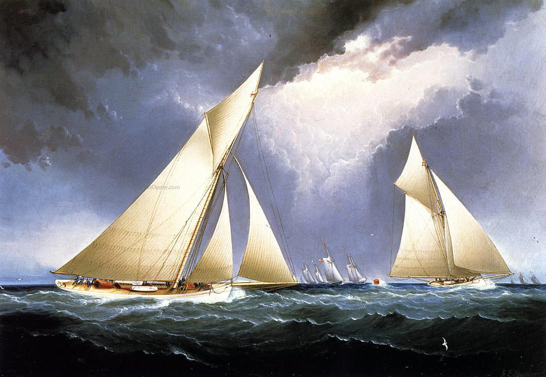  James E Buttersworth Mayflower Leading Puritan, America's Cup Trial Race, 1886 - Canvas Print