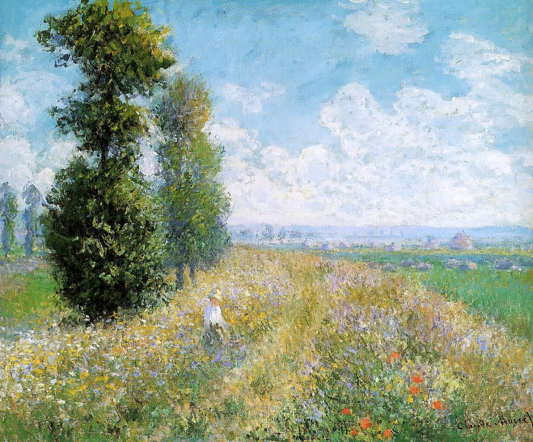  Claude Oscar Monet Meadow with Poplars (also known as Poplars near Argenteuil) - Canvas Print