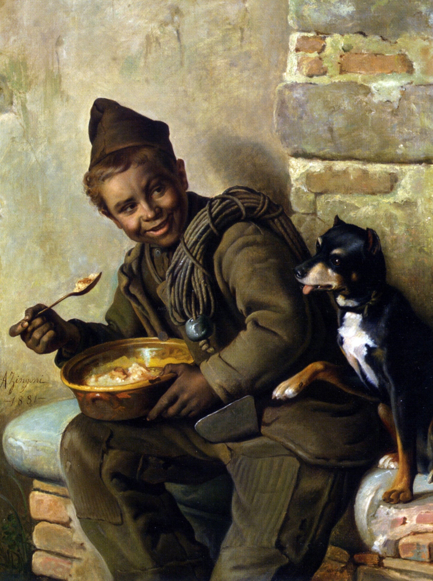  Aurelio Zingoni Meal Time for the Chimney Sweep - Canvas Print