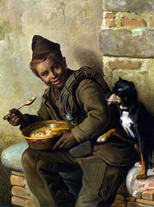  Aurelio Zingoni Meal Time for the Chimney Sweep - Canvas Print