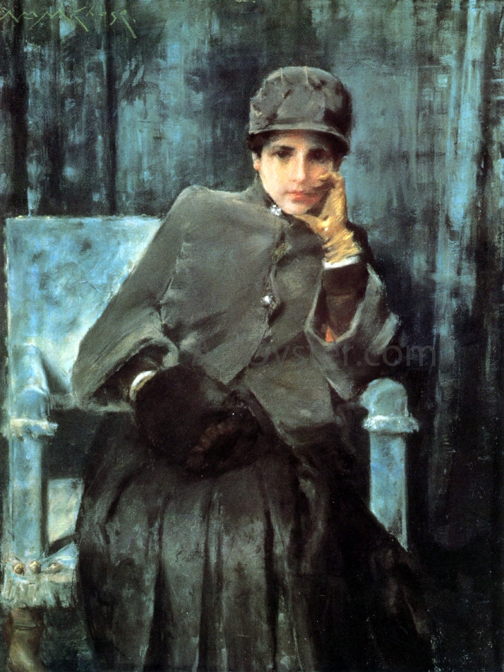  William Merritt Chase Meditation (also known as Portrait of the Artist's Wife) - Canvas Print