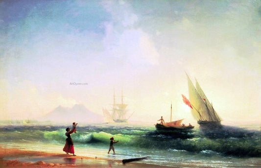  Ivan Constantinovich Aivazovsky Meeting of a Fishermen on Coast of the Bay of Naples - Canvas Print