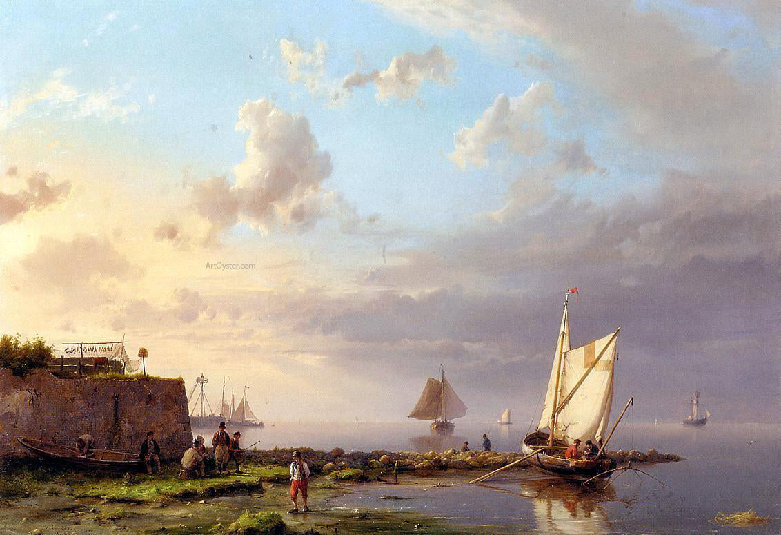  The Elder Hermanus Koekkoek Mending the Nets by the Shore - Canvas Print