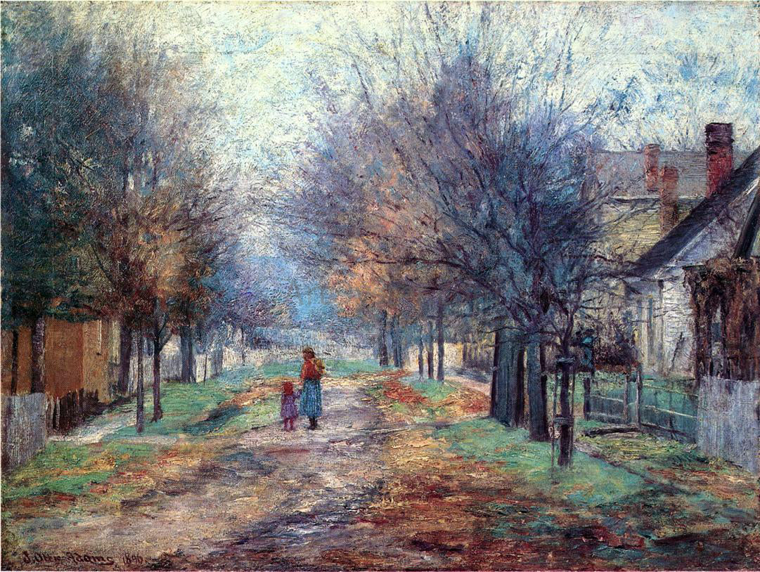  John Ottis Adams Metamora (also known as A Quiet Neighborhood, Metamora) - Canvas Print
