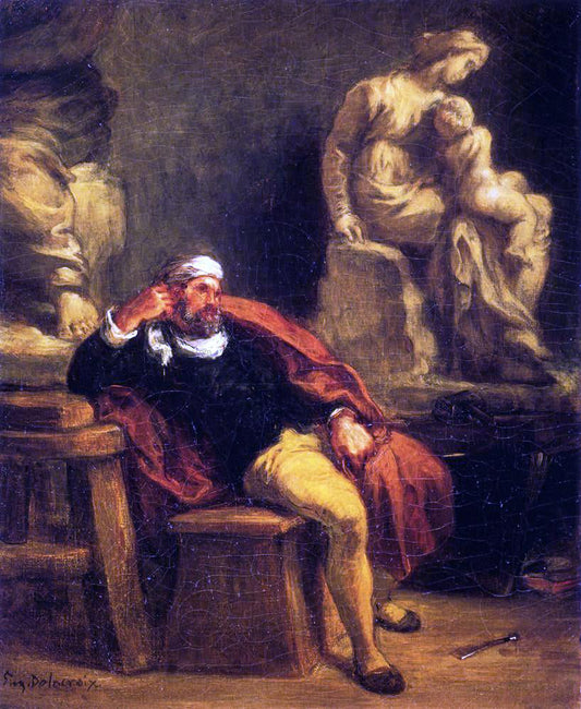  Eugene Delacroix Michelangelo in His Studio - Canvas Print