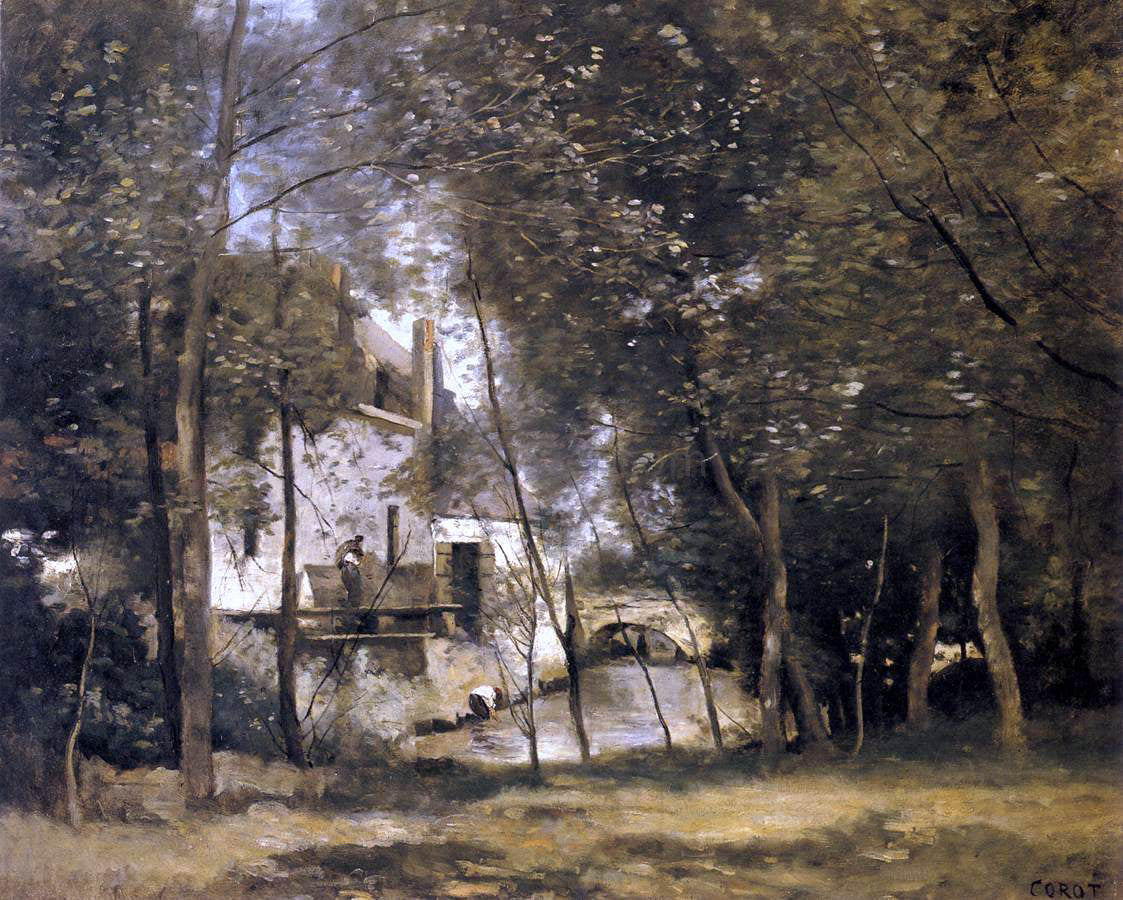  Jean-Baptiste-Camille Corot Mill at Saint-Nicolas-les-Arras - Canvas Print