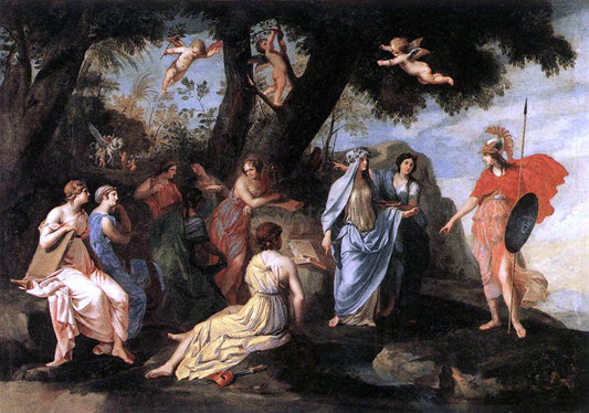  Jacques Stella Minerva and the Muses - Canvas Print