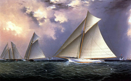  James E Buttersworth Mischief and Gracie America's Cup Trial Race, 1881 - Canvas Print